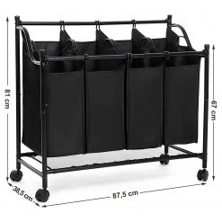 Songmics Panier à linge Belleme III - Fer / Polyester - Noir -Rangements Soldes 1000254572 210326 08444500326 DETAILS P000000001000254572