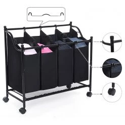 Songmics Panier à linge Belleme III - Fer / Polyester - Noir -Rangements Soldes 1000254572 210326 08444500328 DETAILS P000000001000254572