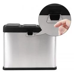 Songmics Poubelle Bosset III - Acier / Polypropylène - Argenté / Noir -Rangements Soldes 1000254606 210326 08451000547 DETAILS P000000001000254606