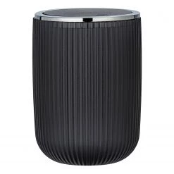 WENKO Poubelle de salle de bains Agropoli - Polyester PVC - Gris - Capacité : 2 L