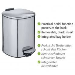 WENKO Poubelle Alassio - Argenté -Rangements Soldes 1000259477 210422 074248001973 ICON DETAILS P000000001000259477 icon seal