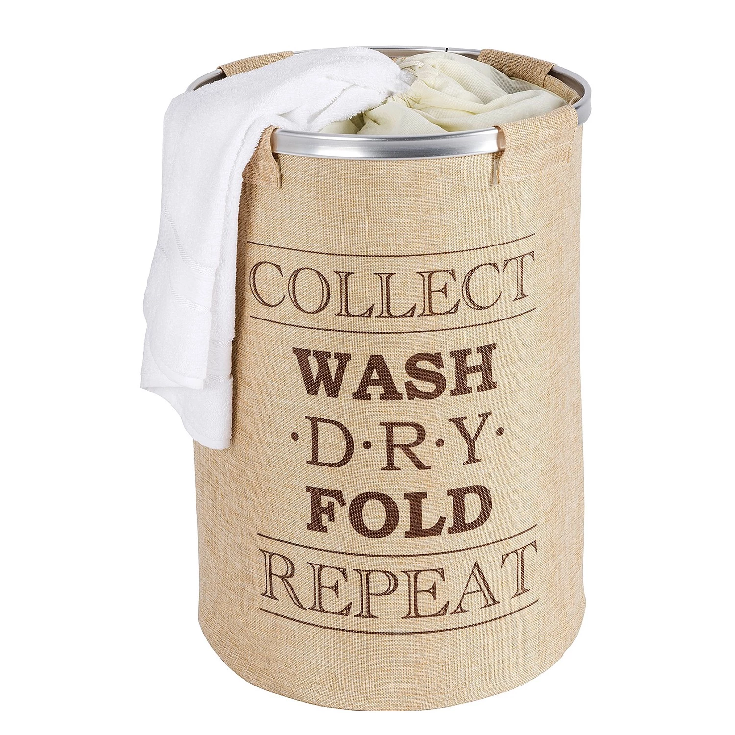 WENKO Panier à linge Ringo - Aluminium / Polypropylène - Beige 4 WENKO Panier à linge Ringo - Aluminium / Polypropylène - Beige – Image 2