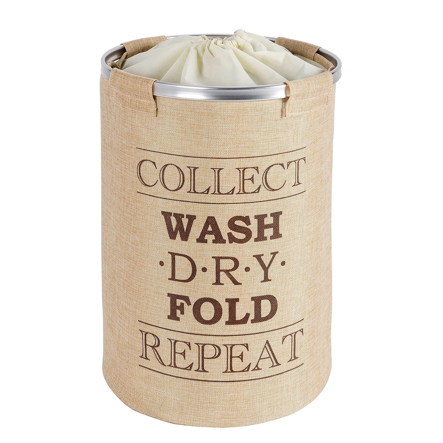 WENKO Panier à linge Ringo - Aluminium / Polypropylène - Beige 3 WENKO Panier à linge Ringo - Aluminium / Polypropylène - Beige