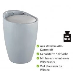 WENKO Panier à linge / Tabouret Candy I - Polyester PVC - Gris -Rangements Soldes 1000271332 210608 11312101146 DETAILS P000000001000271332