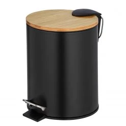 WENKO Poubelle Tortona - Acier - Noir / Naturel - Contenance : 3 L