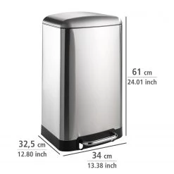 WENKO Poubelle Studio Easy-close - Acier - Mat - Capacité : 30 L -Rangements Soldes 1000274079 210618 14062800245 SKETCH DETAILS P000000001000274079 sketch
