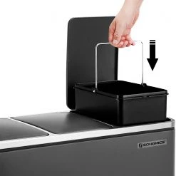 Songmics Poubelle Brindisi - Acier / Matière plastique ABS - Noir - Contenance : 3 x 18 L -Rangements Soldes 1000274910 210622 10261000146 DETAILS P000000001000274910