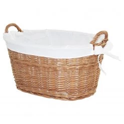 Flechtwaren Müller Panier à linge Oregon I - Osier - Beige / Blanc - 58 x 30 cm