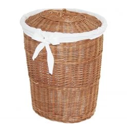 Flechtwaren Müller Panier à linge Olivea II - Étoffe de coton / Osier - Beige
