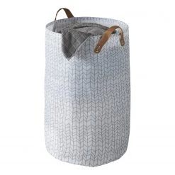 WENKO Panier à linge Geo - Polyester PVC - Blanc / Marron -Rangements Soldes 1000287221 210827 13305000622 DETAILS P000000001000287221