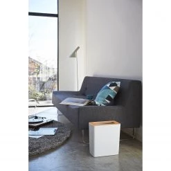 Yamazaki Corbeille à papier Rin I - Acier / Frêne - Contenance : 10 L - Blanc -Rangements Soldes 1000319526 220107 16175700458 MOOD DETAILS P000000001000319526 mood