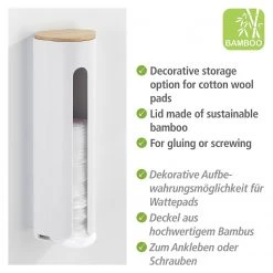WENKO Distributeur de cotons Laresaer - Polystyrène / Bambou - Blanc -Rangements Soldes 1000333147 220218 031 DETAILS P000000001000333147