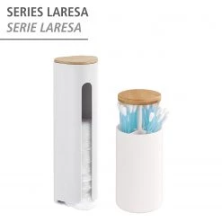 WENKO Distributeur de cotons Laresaer - Polystyrène / Bambou - Blanc -Rangements Soldes 1000333147 220218 032 DETAILS P000000001000333147