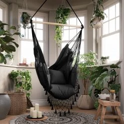 FLHF Fauteuil suspendu Goty - Coton / Polyester - Noir -Rangements Soldes 1000333747 220329 021 MOOD DETAILS P000000001000333747 mood