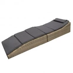 Jardi Chaise longue Villebon II - Tissu / Polyrotin - Anthracite / Marron -Rangements Soldes gartenliege villebon webstoff polyrattan anthrazit braun 5161216