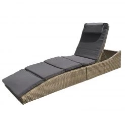 Jardi Chaise longue Villebon II - Tissu / Polyrotin - Anthracite / Marron -Rangements Soldes gartenliege villebon webstoff polyrattan anthrazit braun 5161224