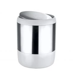 WENKO Poubelle de salle de bain Loft - Acier inoxydable - Argenté / Blanc -Rangements Soldes kosmetikeimer loft edelstahl edelstahl weiss 4557496