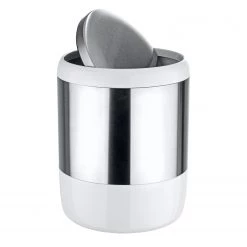 WENKO Poubelle de salle de bain Loft - Acier inoxydable - Argenté / Blanc -Rangements Soldes kosmetikeimer loft edelstahl edelstahl weiss 4557500