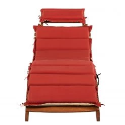 Merxx Chaise longue Ipanema I - Eucalyptus massif / Textile rouge -Rangements Soldes liege ipanema eukalyptus massiv textil rot 1823606