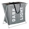 WENKO Sac à linge Duo - Gris lumineux -Rangements Soldes waeschesammler duo kunstfaser aluminium lichtgrau 4556860