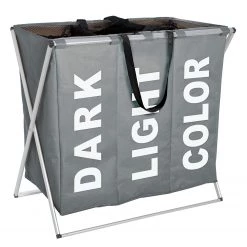 WENKO Sac à linge Trio - Gris lumineux