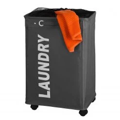 WENKO Panier à linge Quadro - Polypropylène - Gris -Rangements Soldes waeschesammler quadro grau 3033997