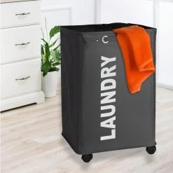 WENKO Panier à linge Quadro - Polypropylène - Gris -Rangements Soldes waeschesammler quadro grau 3034005